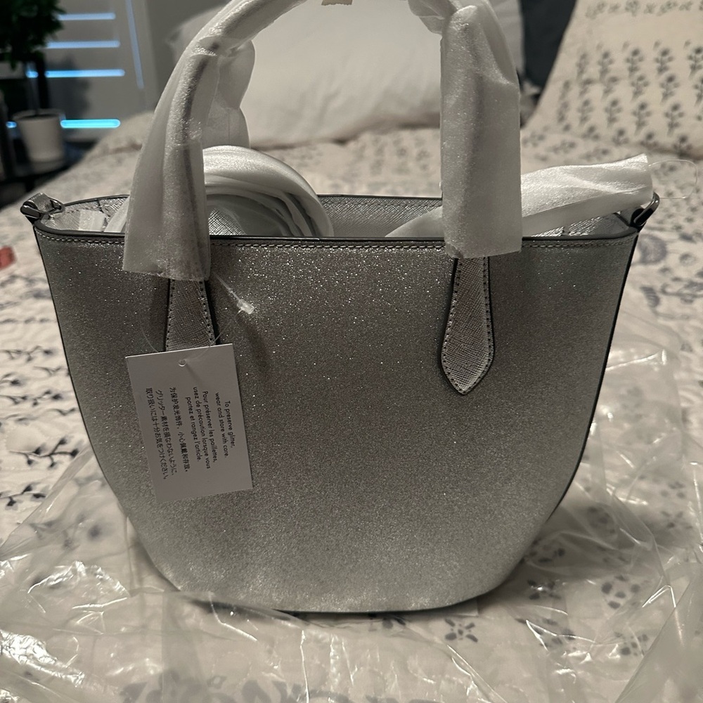 kate spade Silver Glitter Small Tote - Picture 3 of 6